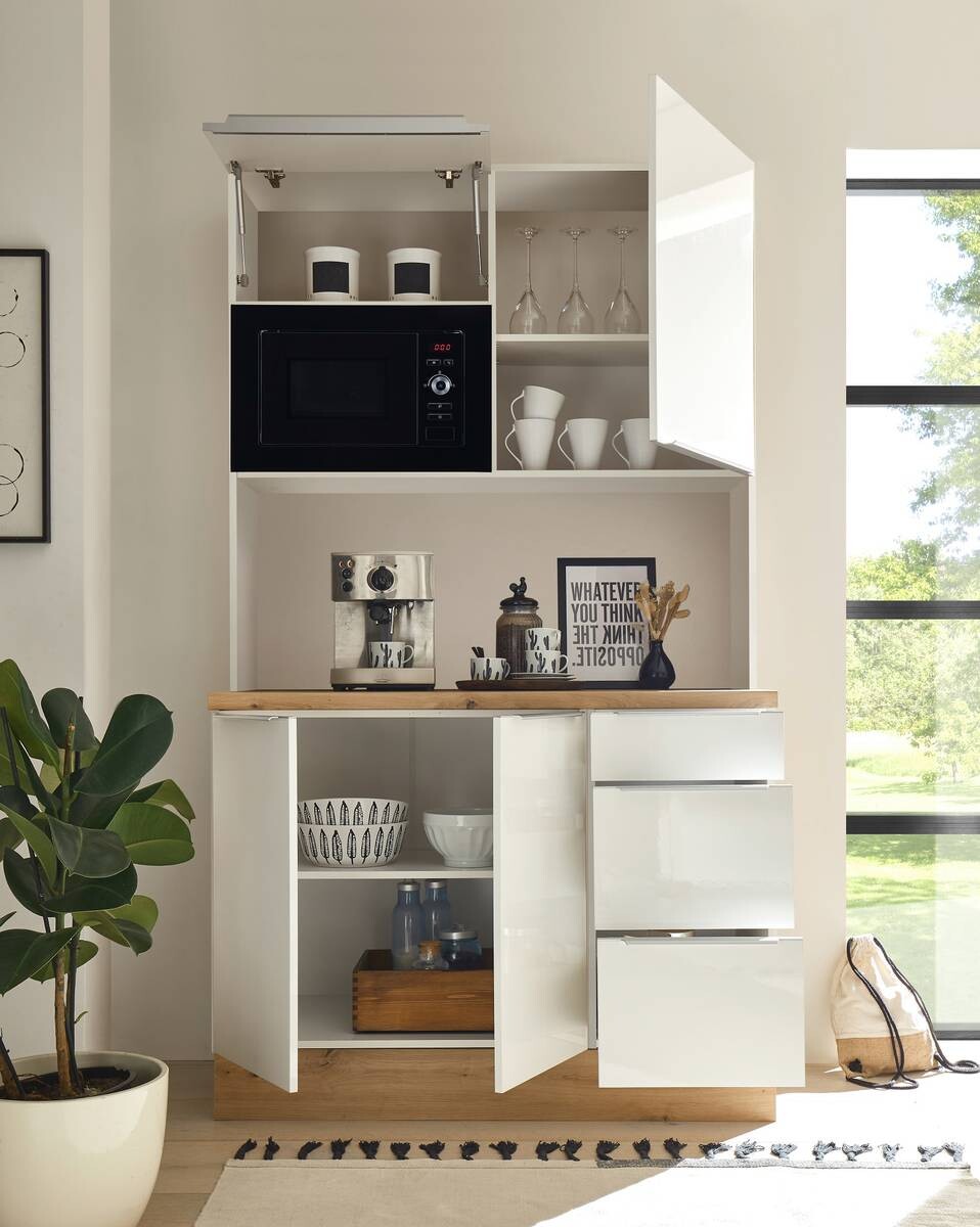 Respekta Küchenbuffet Marleen weiß Hochglanz B/H/T: ca. 120x211x60 cm