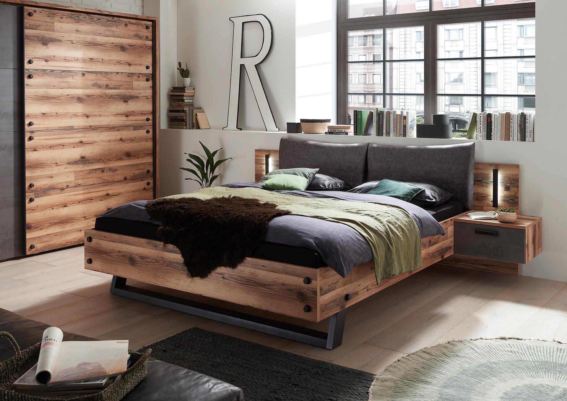 Bettanlage Dover Alpin Lodge Nachbildung Betonoxid Optik B/H/T: ca. 289,4x96,3x215,5 cm