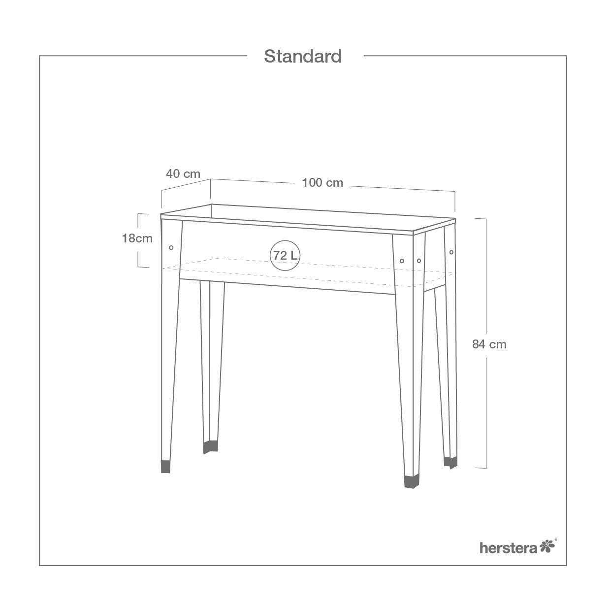 Herstera Garden Hochbeet Urban anthrazit Metall B/H/L: ca. 40x84x100 cm