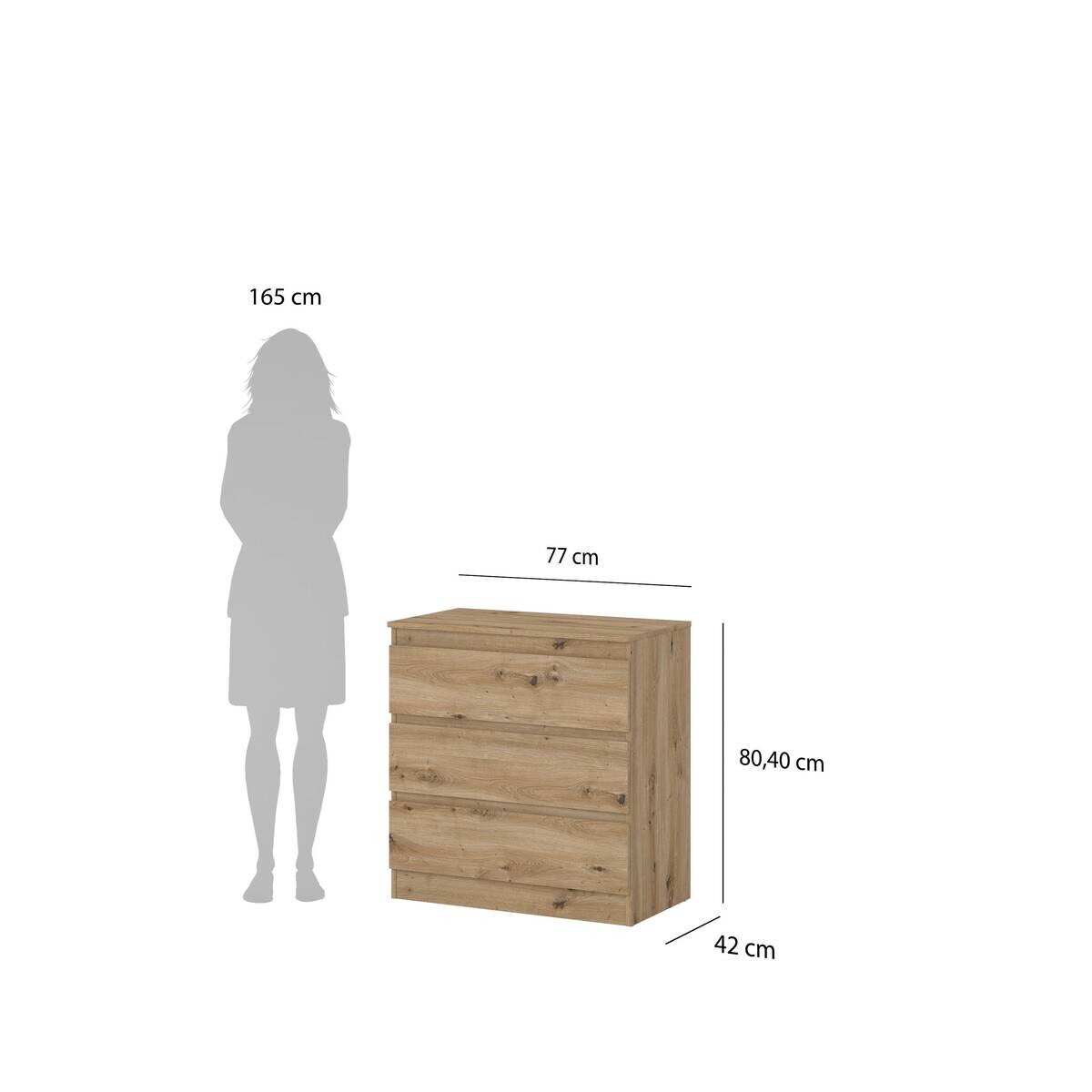 Kommode Mara Eiche Nachbildung B/H/T: ca. 77x80,5x42 cm