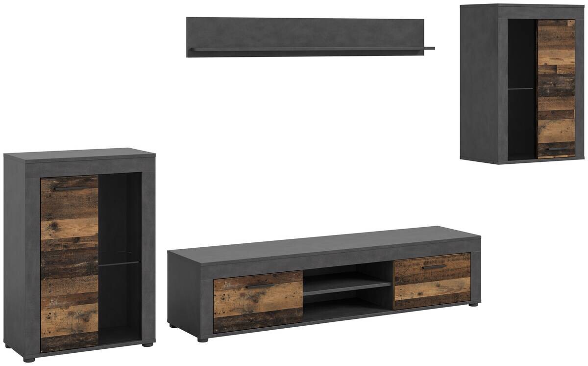 Wohnwand Jam Matera Nachbildung Old Wood Nachbildung B/H/T: ca. 169x310x35 cm