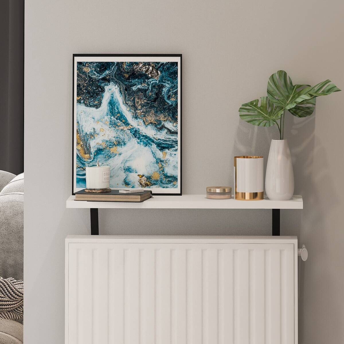 Regalhalter Adin weiß B/H/T: ca. 60x21,5x18 cm