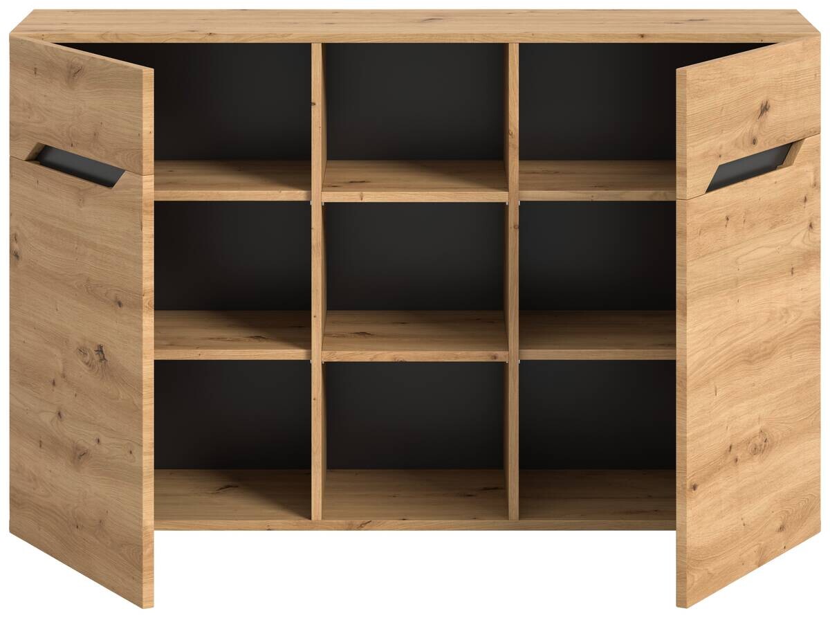 Sideboard Caserta basaltgrau Nachbildung Artisan Oak Nachbildung B/H/T: ca. 130x81x37 cm