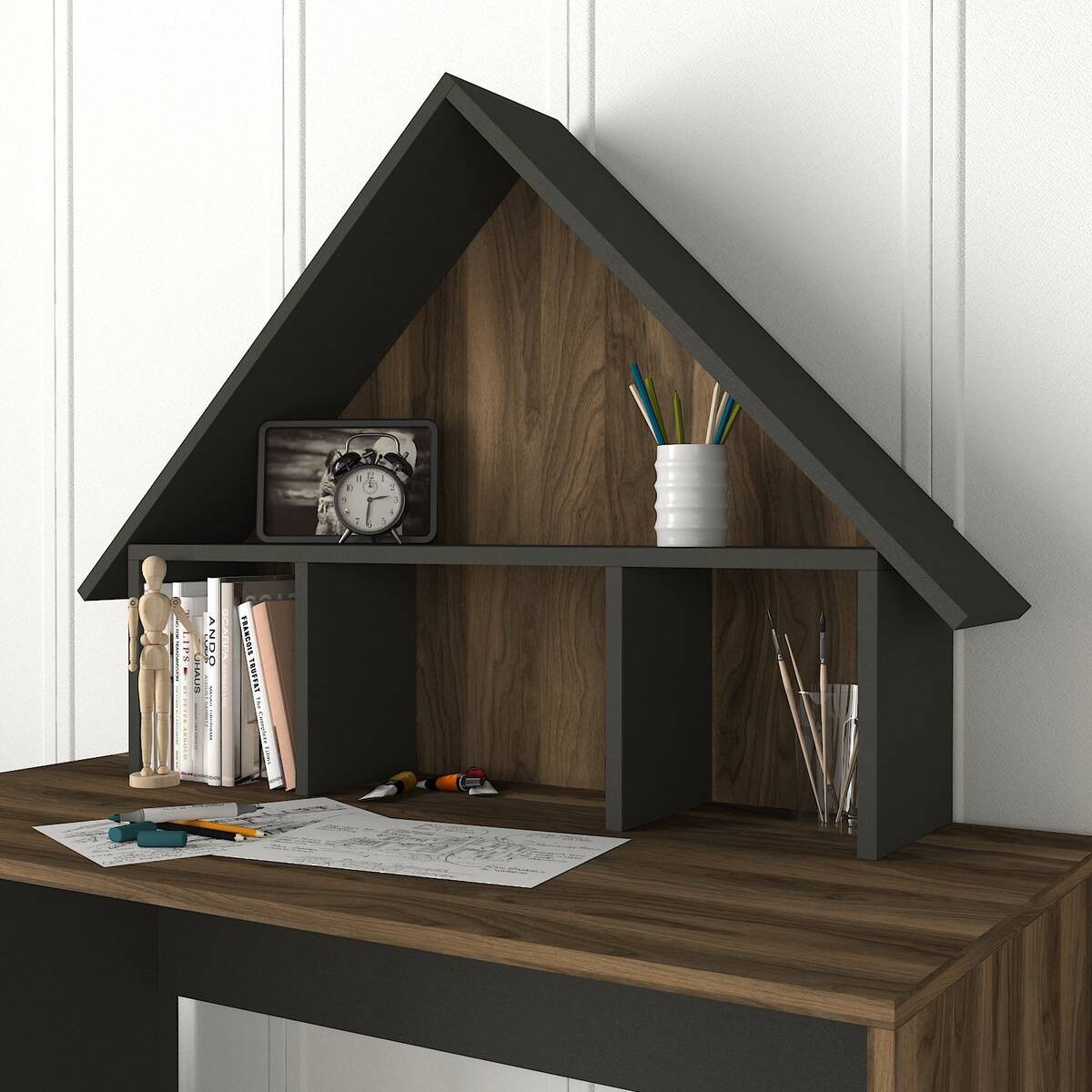 Schreibtisch Denver walnuss Nachbildung anthrazit B/H/T: ca. 120x148x60 cm