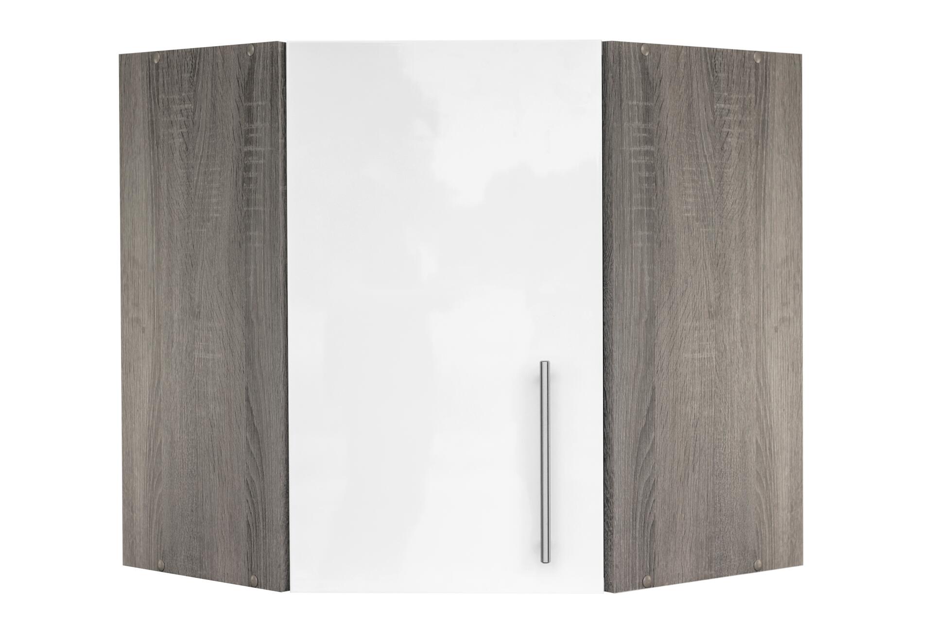 Eckhängeschrank weiß Hochglanz B/H/T/L: ca. 60x64x35x60 cm