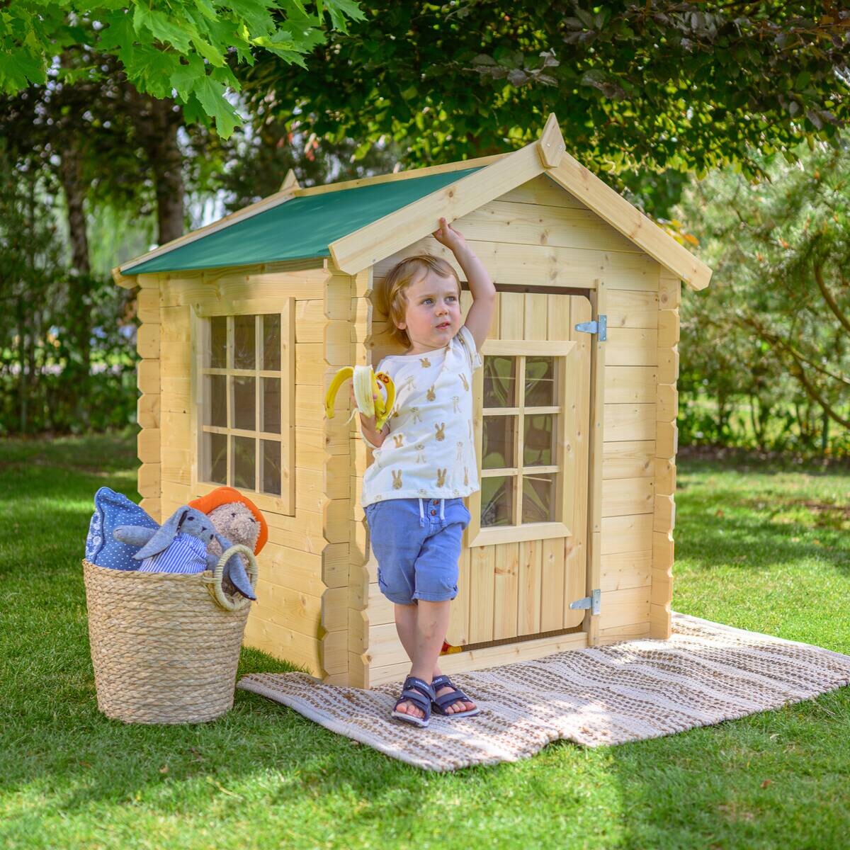 Timbela Kinderspielhaus M570Z natur B/H/L: ca. 114x121x111 cm