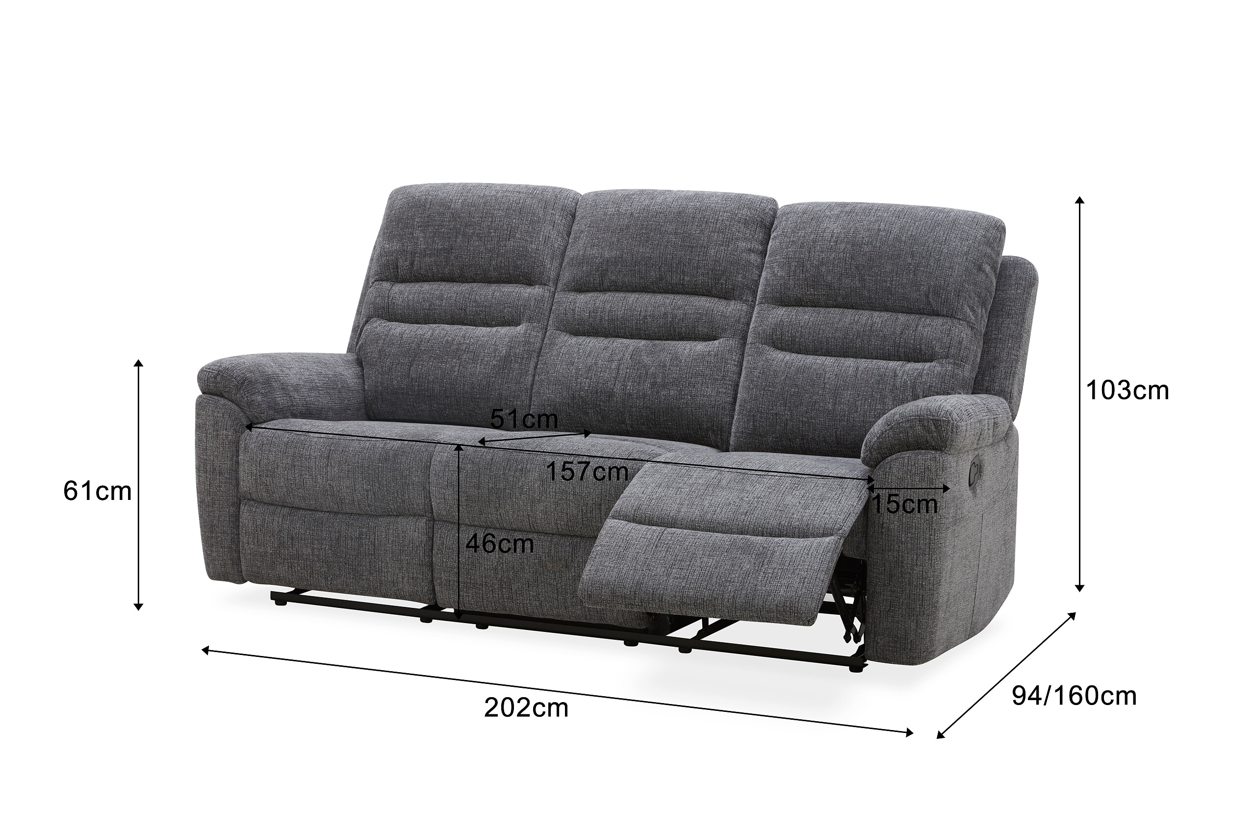 Sofa 3-2-1 KW 2028 dunkelgrau Microfaser