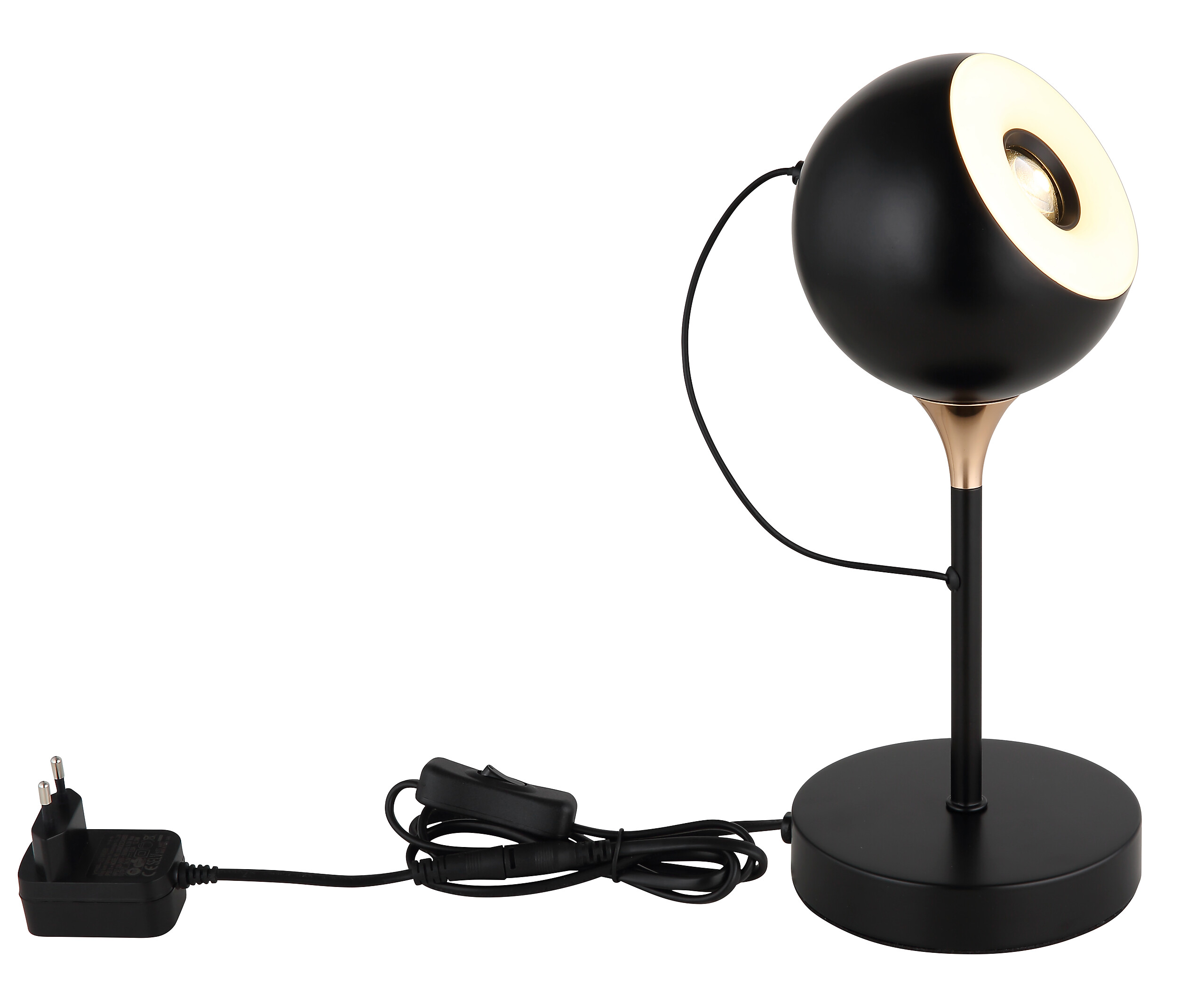 GLOBO Tischleuchte mattschwarz gold Metall H/D: ca. 28,5x13 cm 1 Brennstellen