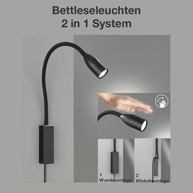 Fischer & Honsel LED-Wandspot 30170 schwarz Metall B/H/T: ca. 4x61x4 cm 1 Brennstellen