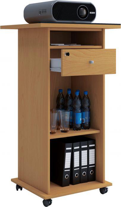 VCM Beamer-Stand Rollwagen Schublade weiß