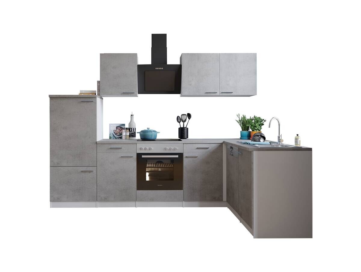 Respekta Winkelküche Malia Beton Optik B/H/T: ca. 280x200x172 cm