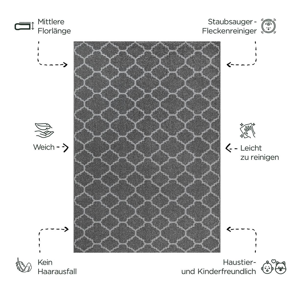 Sanat Teppich anthrazit B/L: ca. 230x160 cm