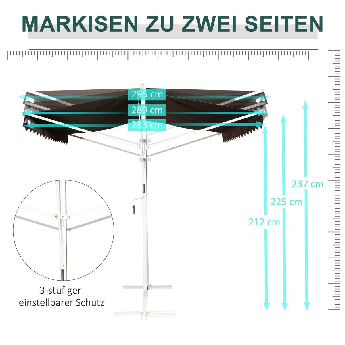Outsunny Markise braun B/H/L: ca. 298x395x255 cm