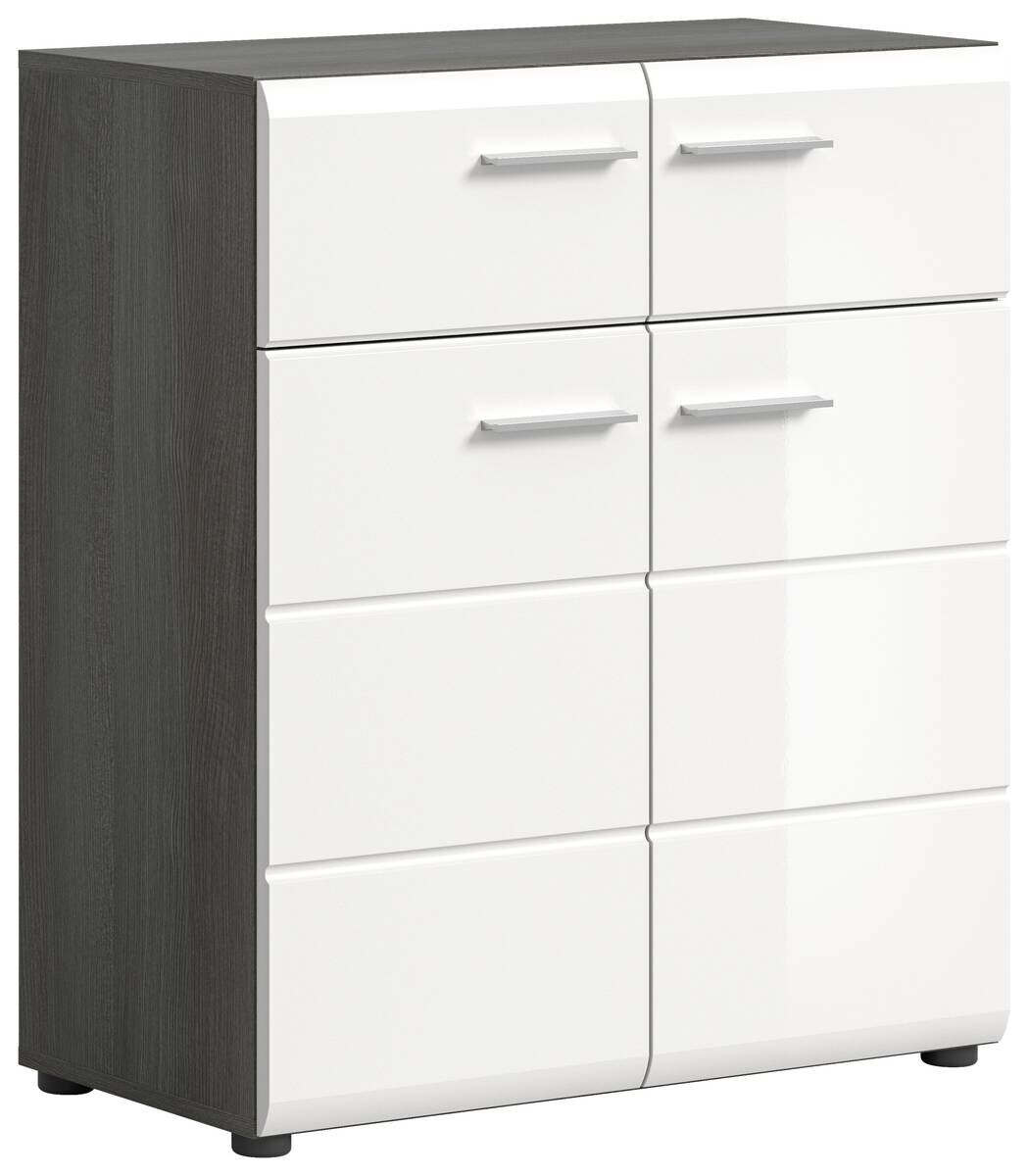 Schuhkommode SALSA Rauchsilber Nachbildung weiß Hochglanz B/H/T: ca. 80x90x37 cm Schuhkommode SALSA Rauchsilber Nachbildung weiß Hochglanz B/H/T: ca. 80x90x37 cm