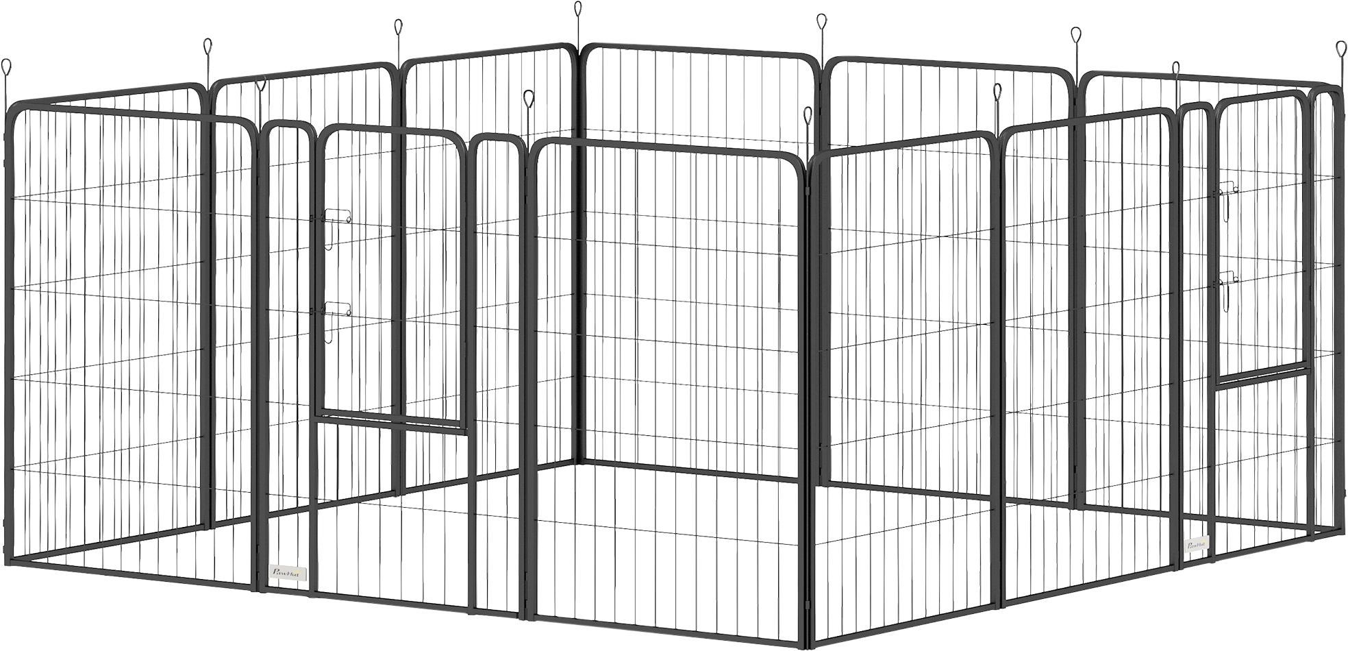 PawHut Welpenauslauf schwarz Stahl B/H/L: ca. 204x100x204 cm