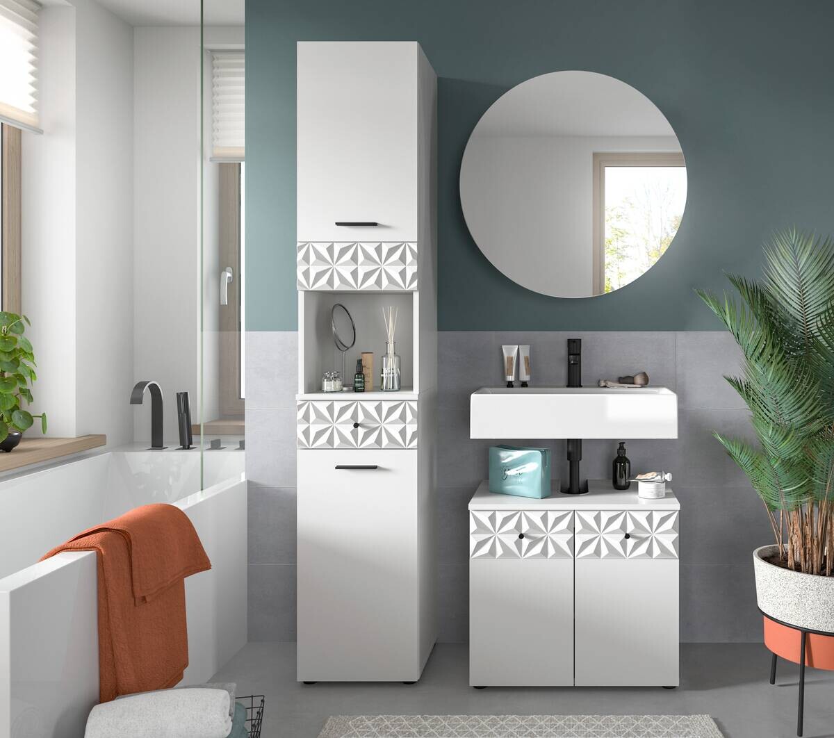 Badezimmer-Set Prisma weiß B/H/T: ca. 110x187x37 cm