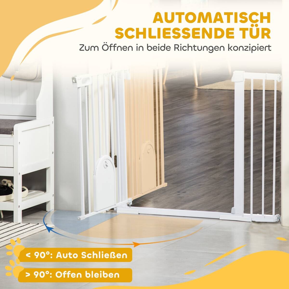 PawHut Türschutzgitter weiß Metall B/H/L: ca. 2x76x131 cm