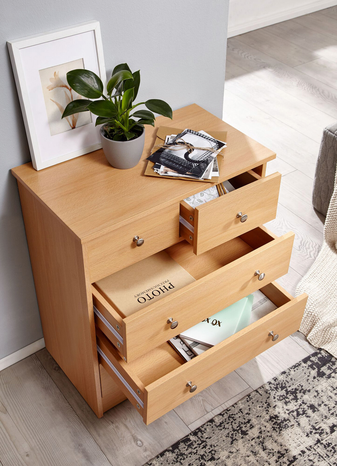 Kommode buche Alu Optik B/H/T: ca. 60x70x35 cm