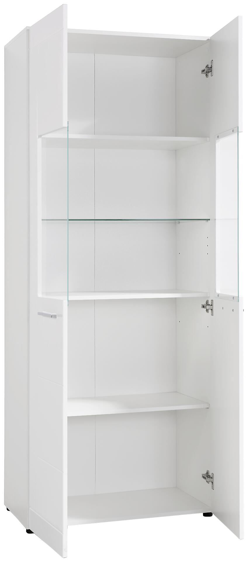 Vitrine Atlanta weiß Hochglanz perlweiß Optik B/H/T: ca. 75x188x40 cm