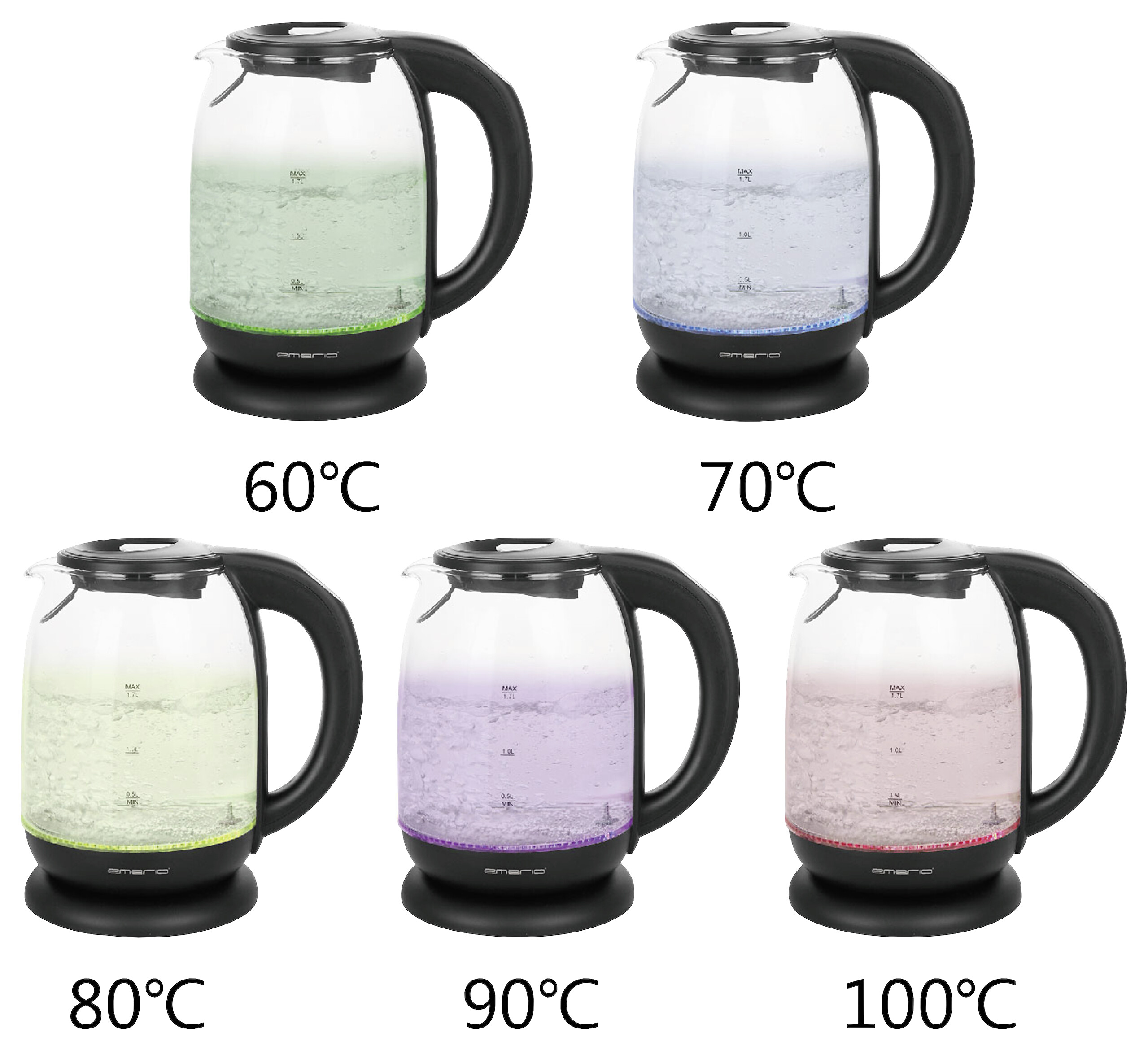 Emerio Glas-Wasserkocher WK-119255.5 schwarz Kunststoff H: ca. 25 cm ca. 1,7 l