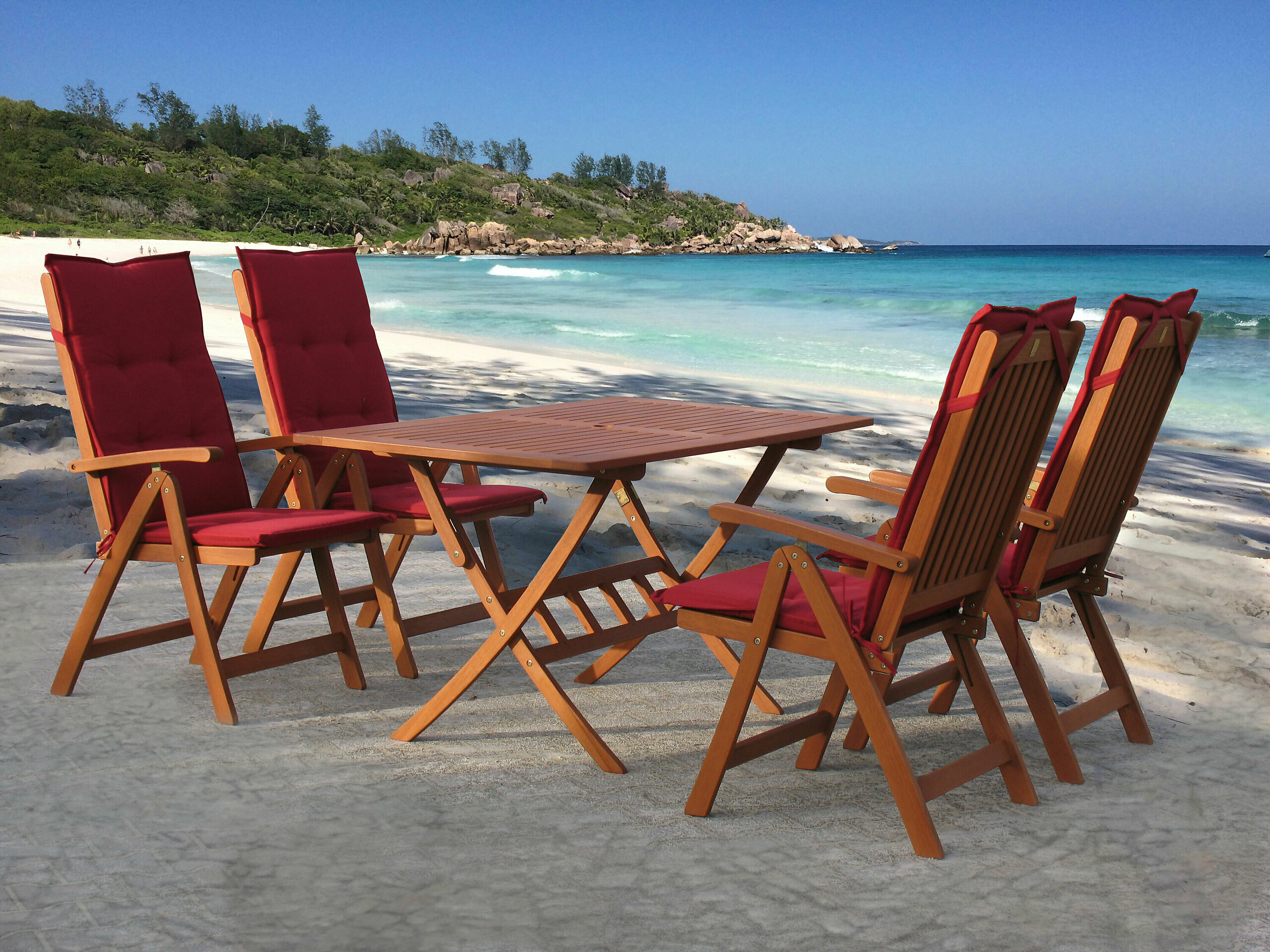 Grasekamp Auflage für Hochlehner rot Polyester-Mischgewebe B/H/L: ca. 53x7x121 cm