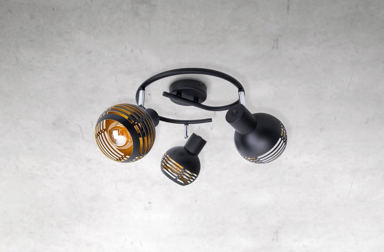 Näve Leuchten 3er Spot Casco NV1387222 schwarz Metall B/H/L/D: ca. 48x15x48x48 cm E27 3 Brennstellen