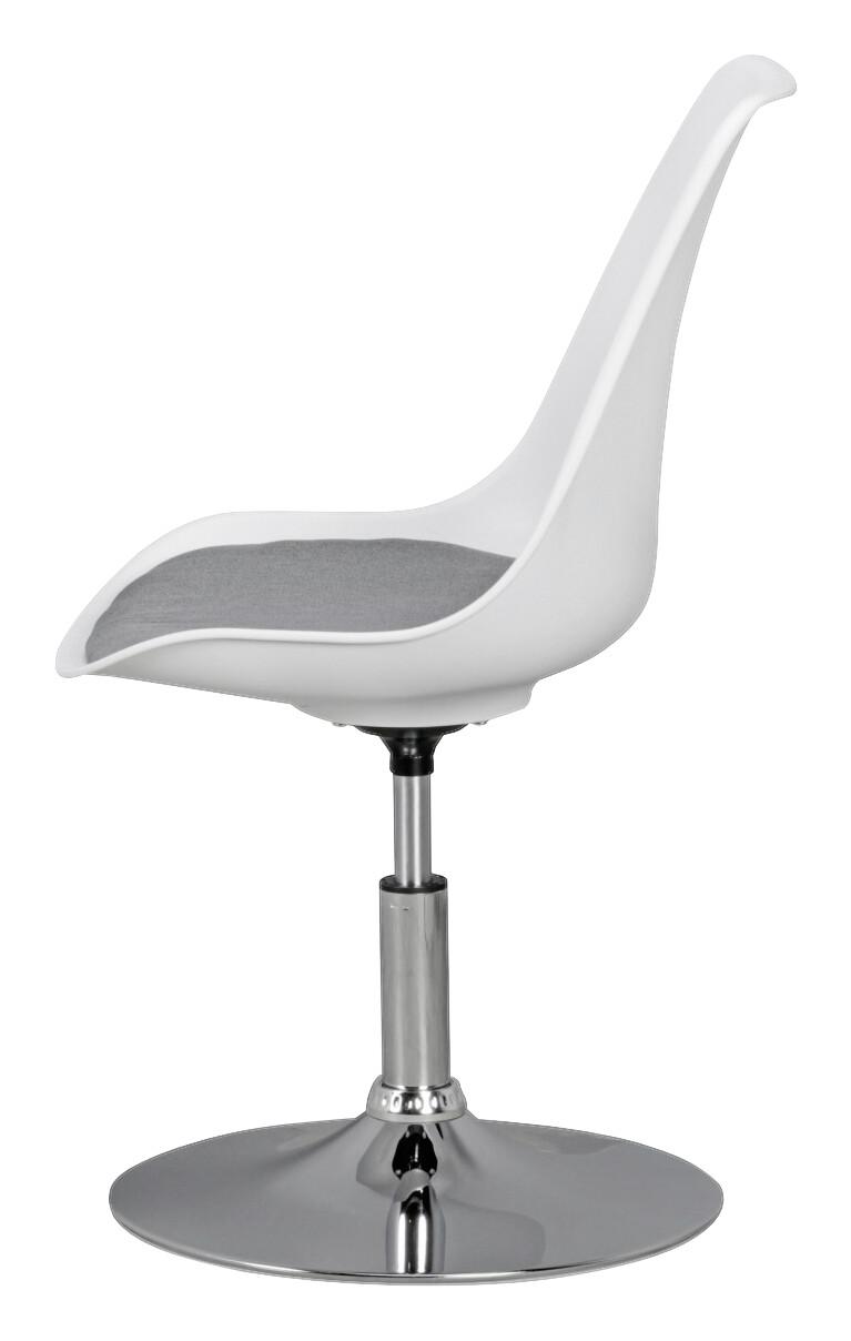 Drehstuhl weiß grau Chrom Kunststoff Stoff Metall