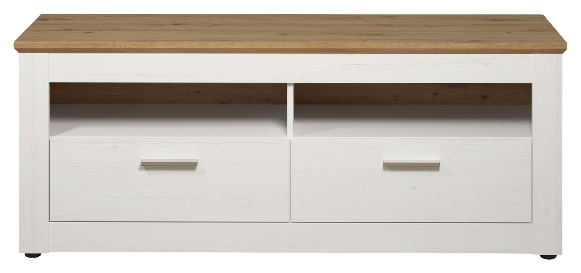 TV-Lowboard Shade weiß Pinie Nachbildung Eiche Artisan Nachbildung B/H/T: ca. 148x59x45 cm