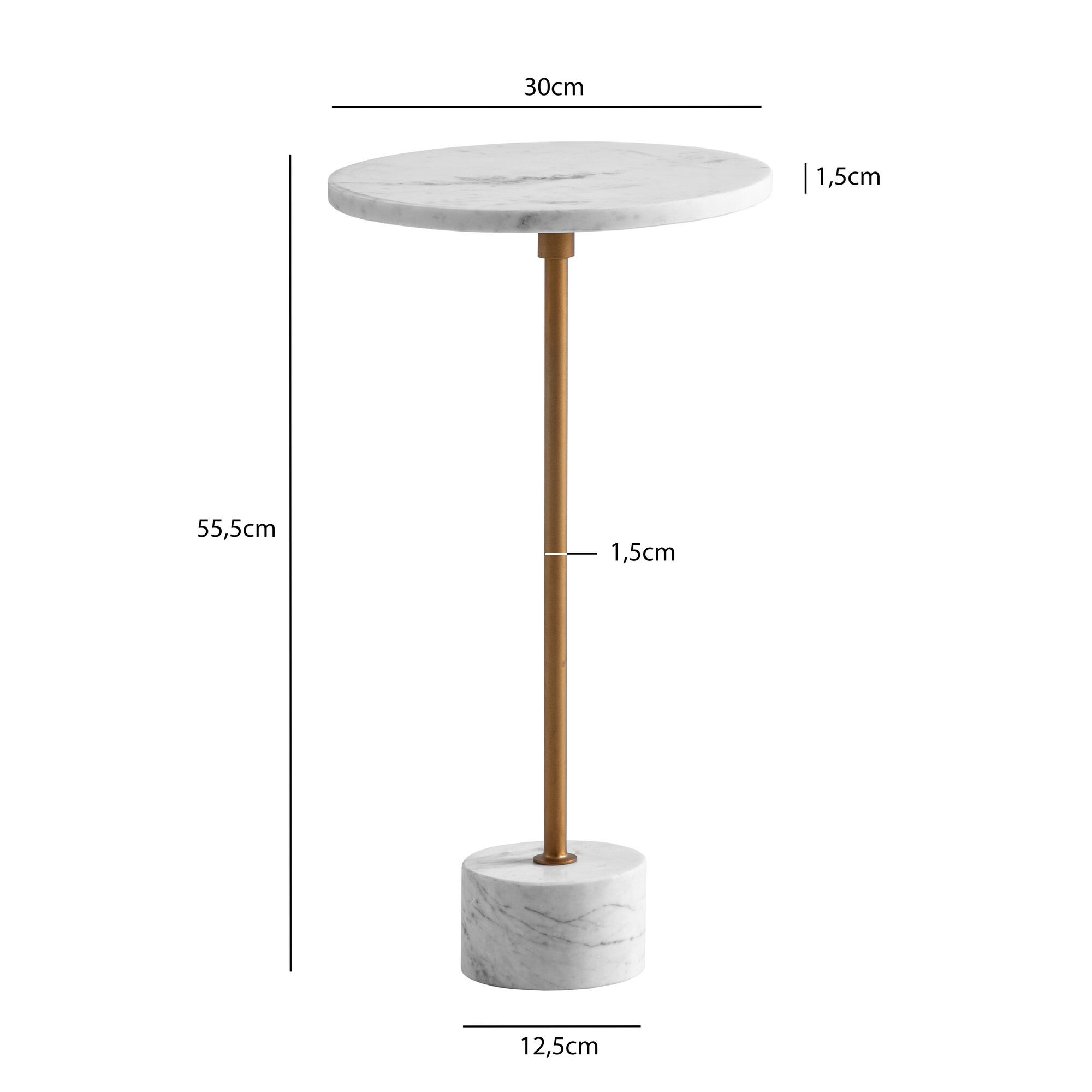 Beistelltisch weiß gold Marmor B/H/T: ca. 30x56x30 cm
