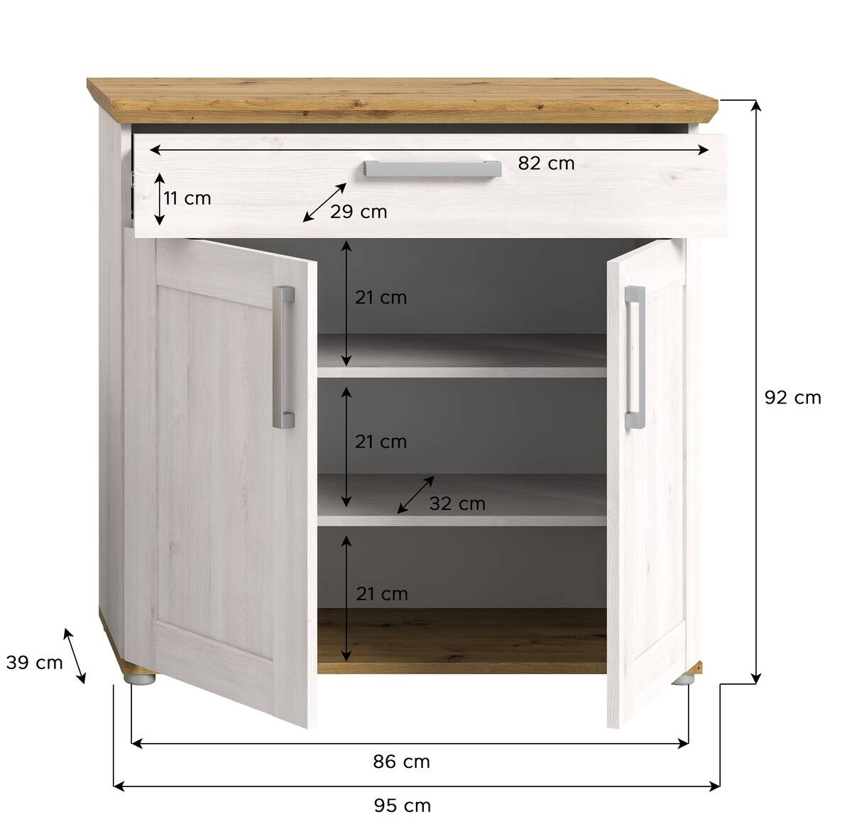 Schuhschrank Verona Sibiu Lärche Nachbildung Eiche Artisan Nachbildung B/H/T: ca. 95x92x39 cm