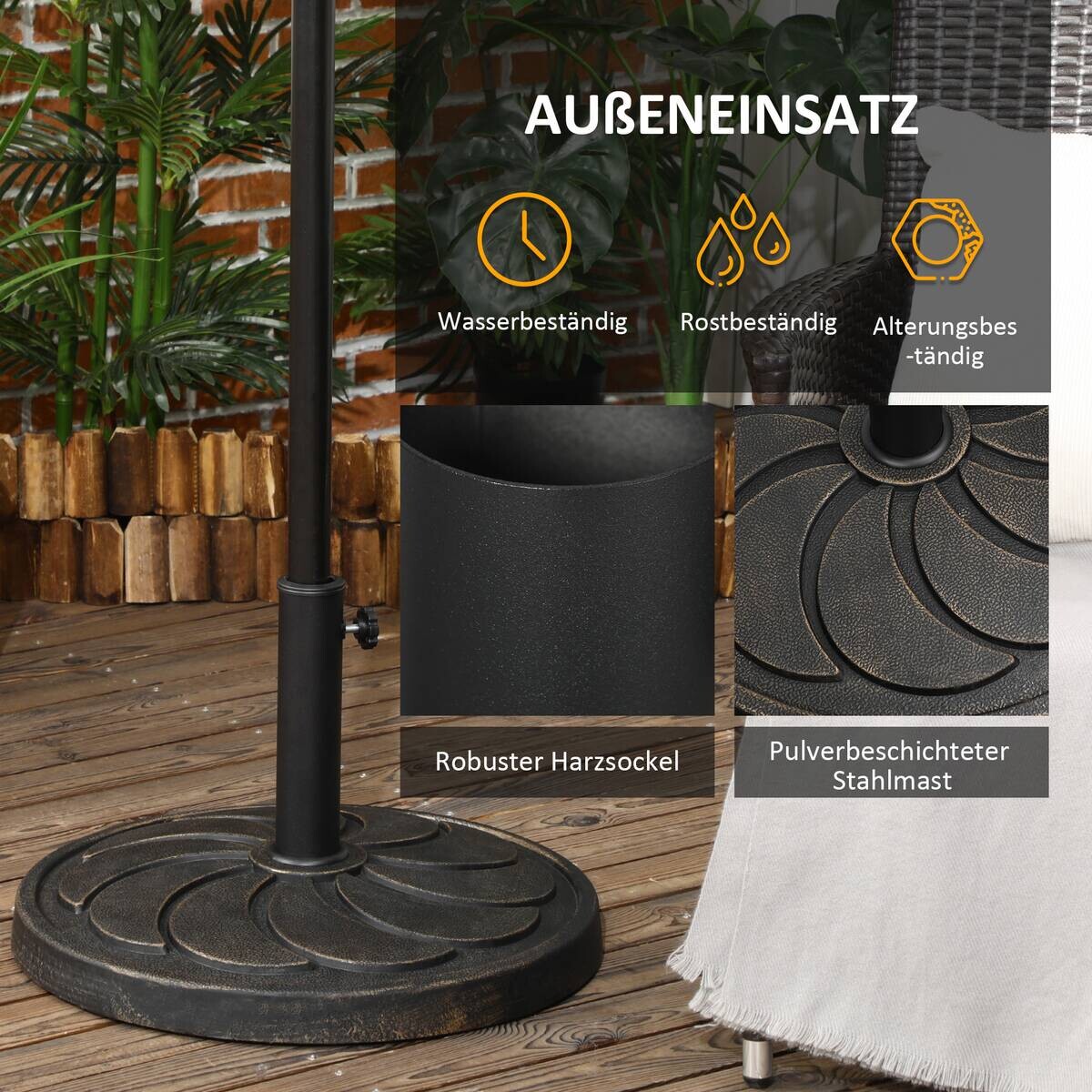 Outsunny Schirmständer bronze Polypropylen B/H/L: ca. 53,5x53,5x33 cm