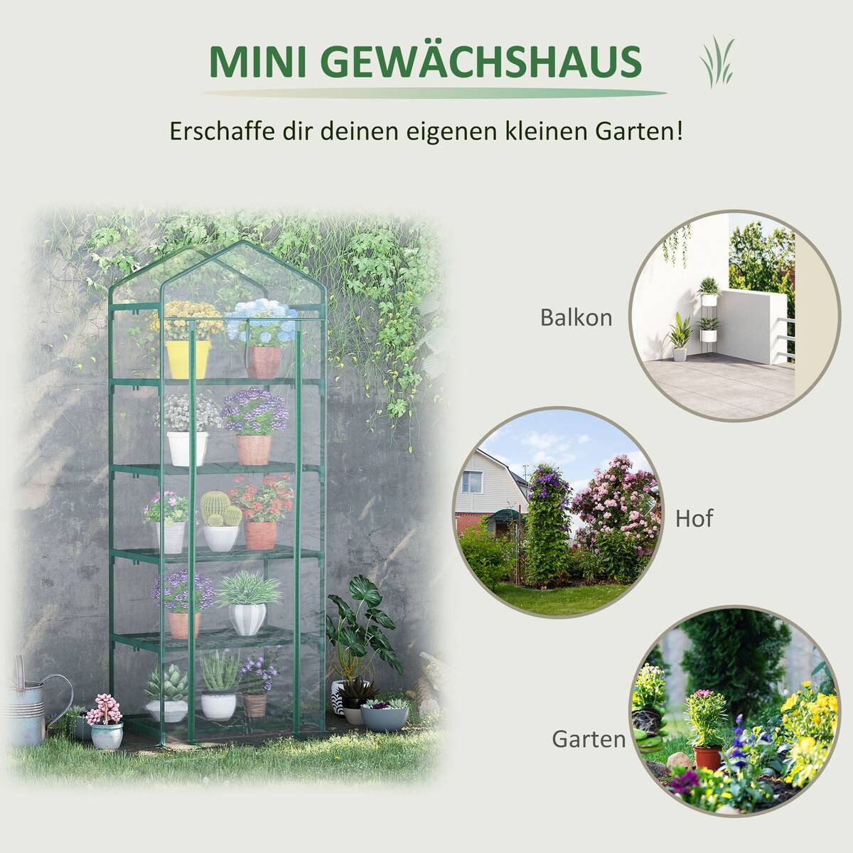 Outsunny Mini-Gewächshaus Mit 5 Regalen B/H/L: ca. 49x193x69 cm