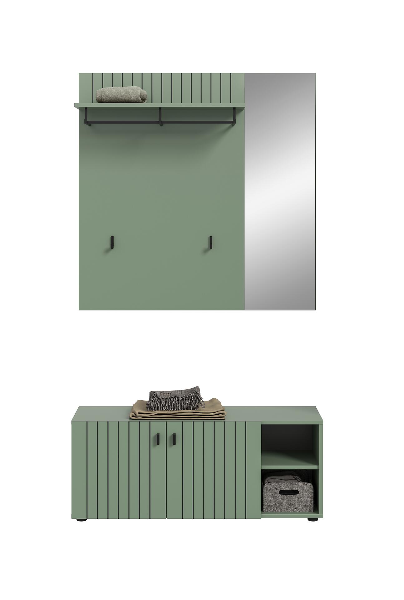 Garderobenset STATION grün B/H/T: ca. 106x192x37 cm Garderobenset STATION grün B/H/T: ca. 106x192x37 cm