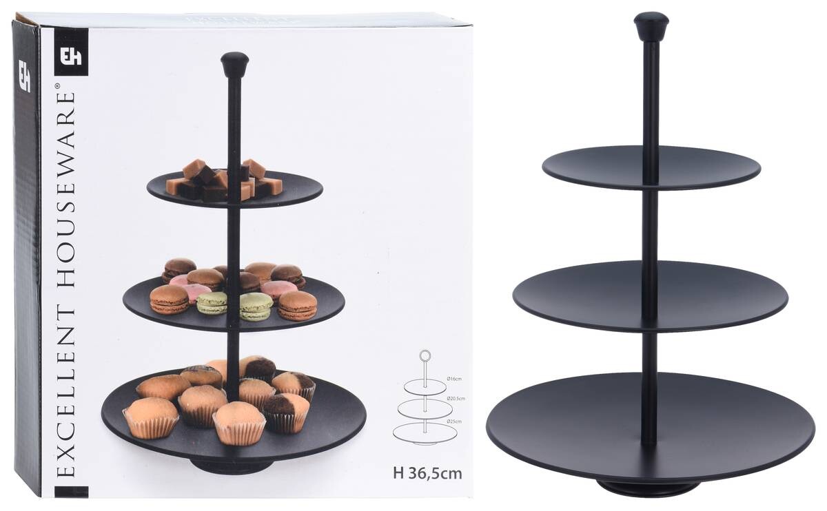 Excellent Houseware Etagere schwarz Metall H/D: ca. 36,5x25 cm