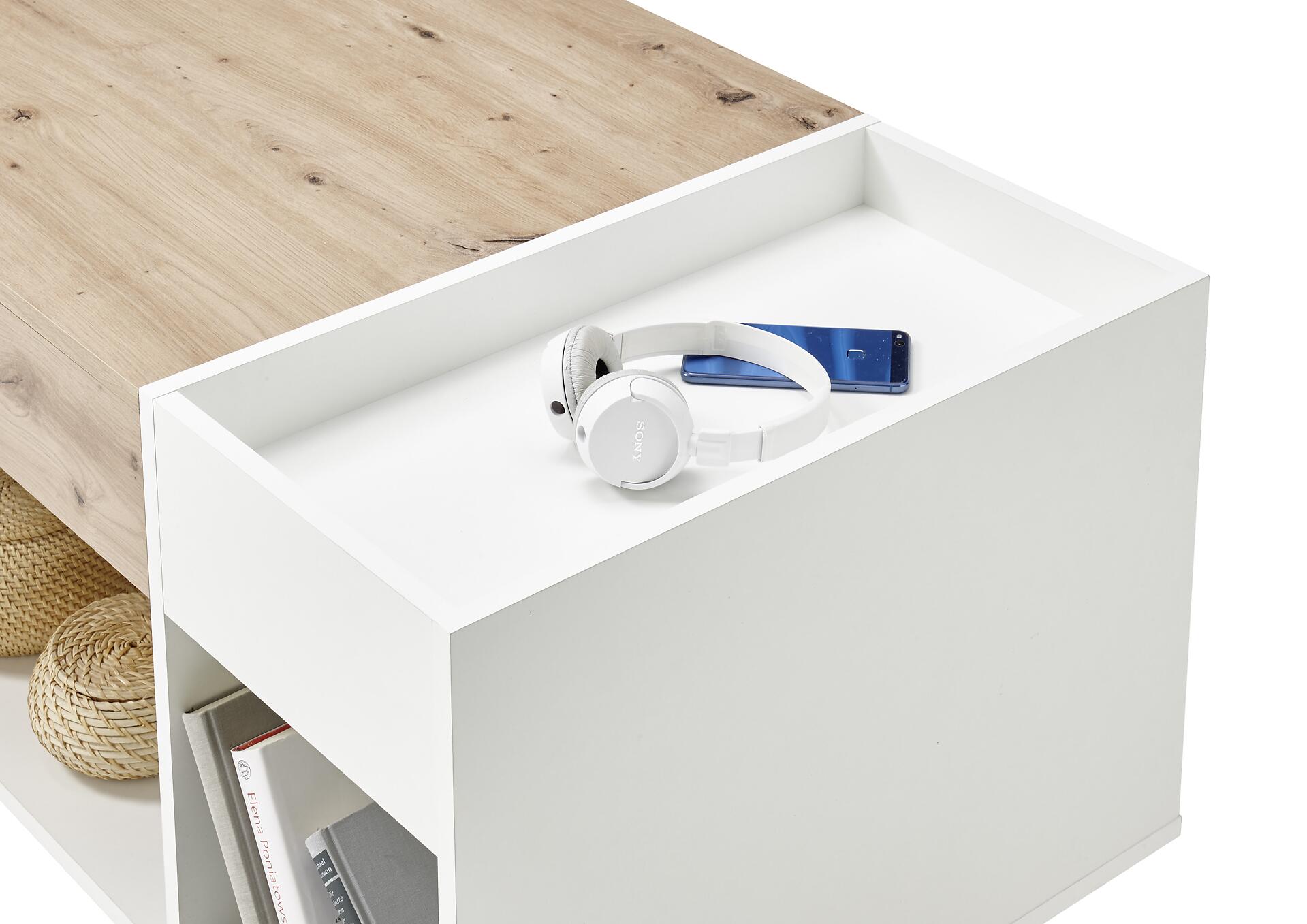 Couchtisch Eiche Artisan weiß B/H/T: ca. 110x44x60 cm