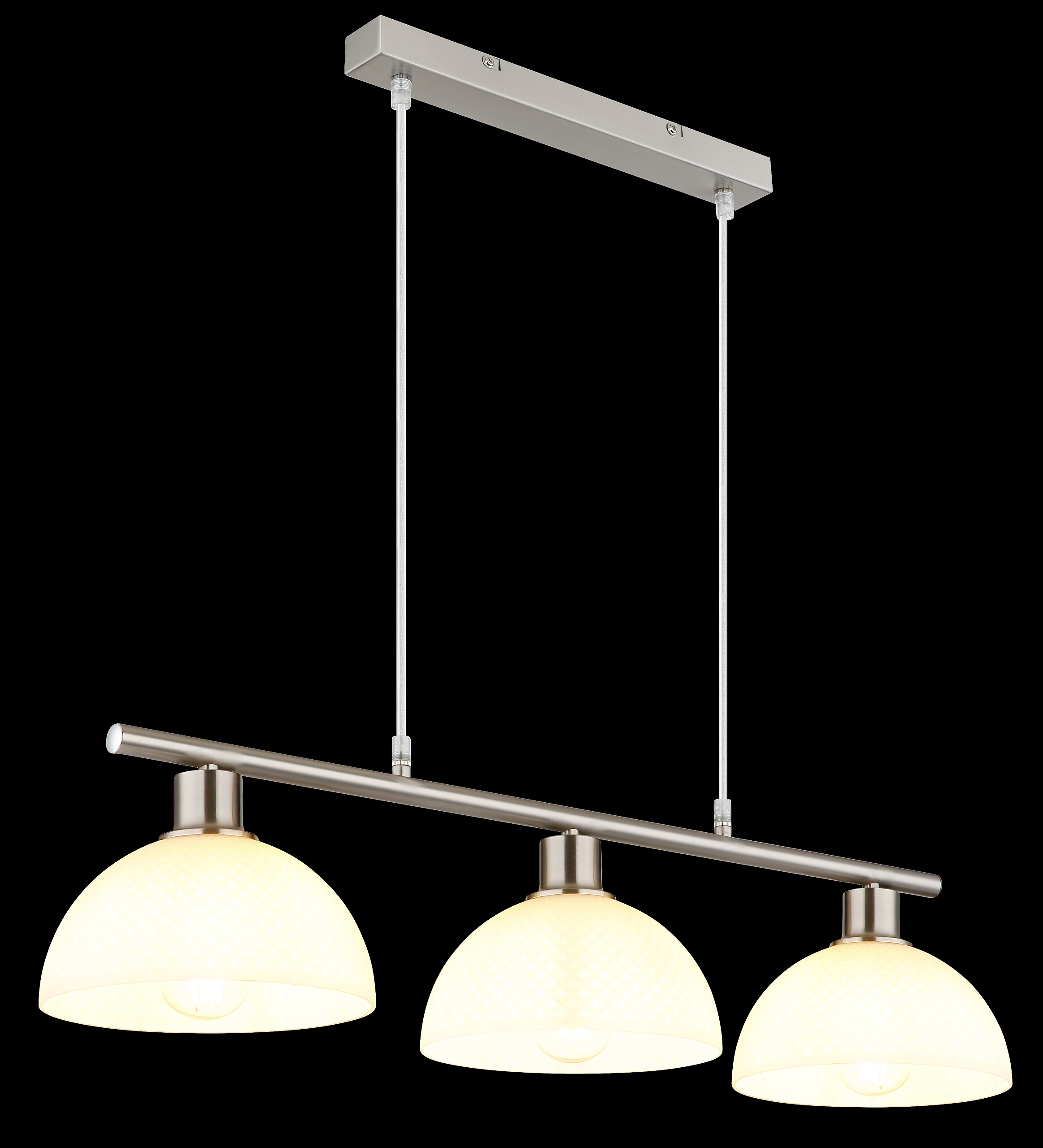 GLOBO Pendelleuchte Opal nickel Metall Glas PVC B/H/L: ca. 20x120x77 cm E27 3 Brennstellen