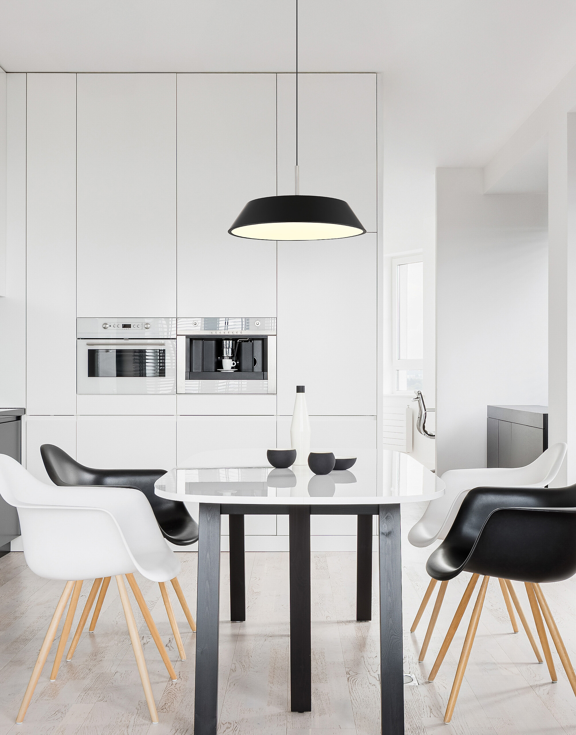 GLOBO LED-Hängeleuchte Opal mattschwarz Metall Kunststoff H/D: ca. 180x40 cm 1.0 Brennstellen