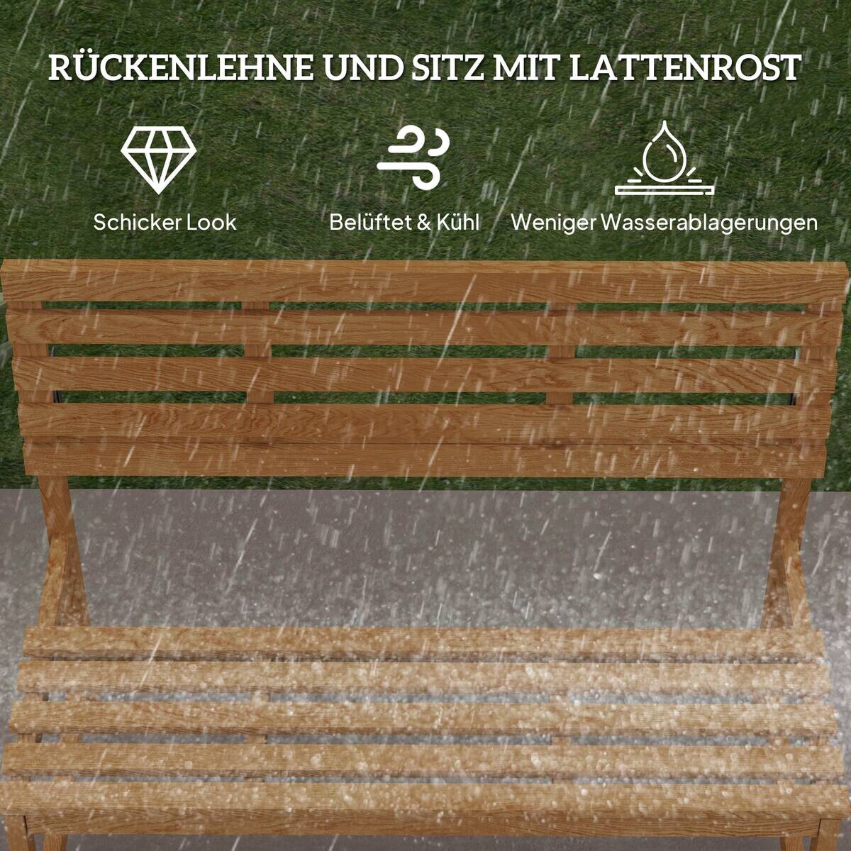 Outsunny Gartenbank teak Holz B/H/L: ca. 61x89x110 cm