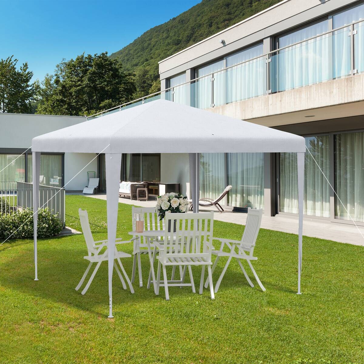 Outsunny Pavillon weiß Kunststoff B/H/L: ca. 270x270x254 cm