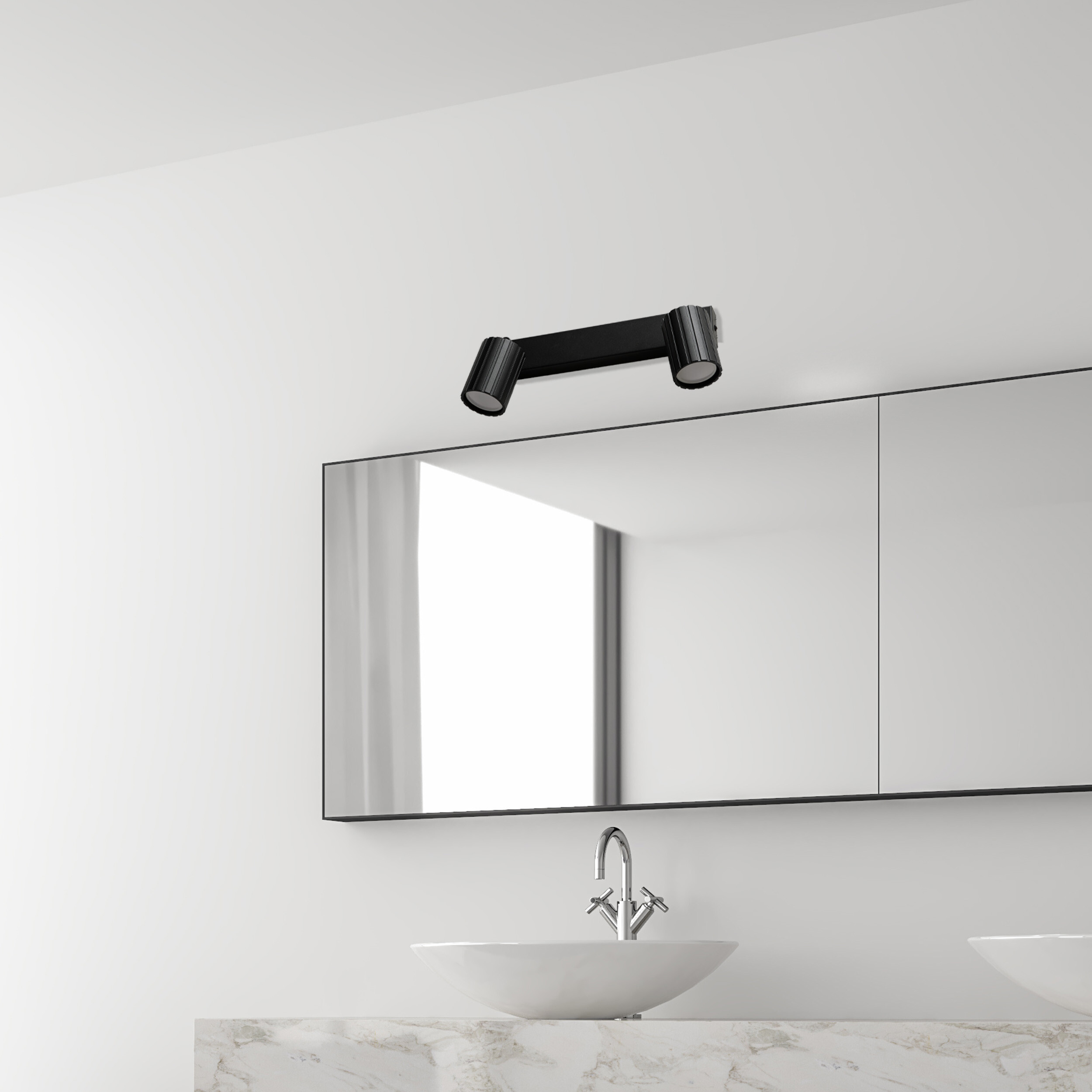 Lamkur Strahler Prisma schwarz Stahl B/H/L: ca. 6,5x16,5x30 cm 2 Brennstellen