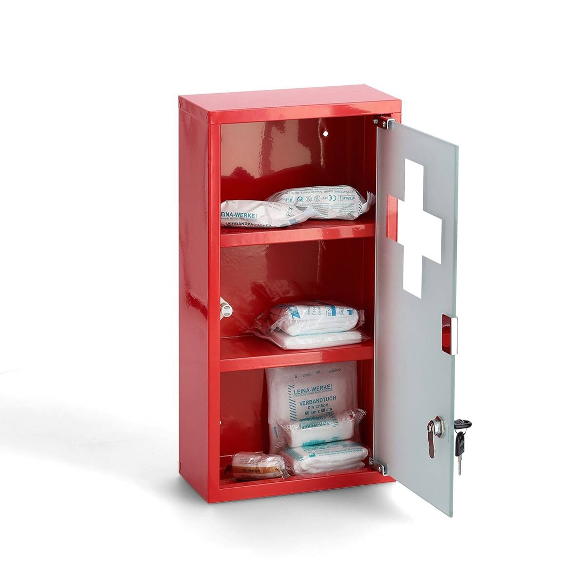 Medizinschrank rot Metall B/H/L: ca. 12x45x25 cm