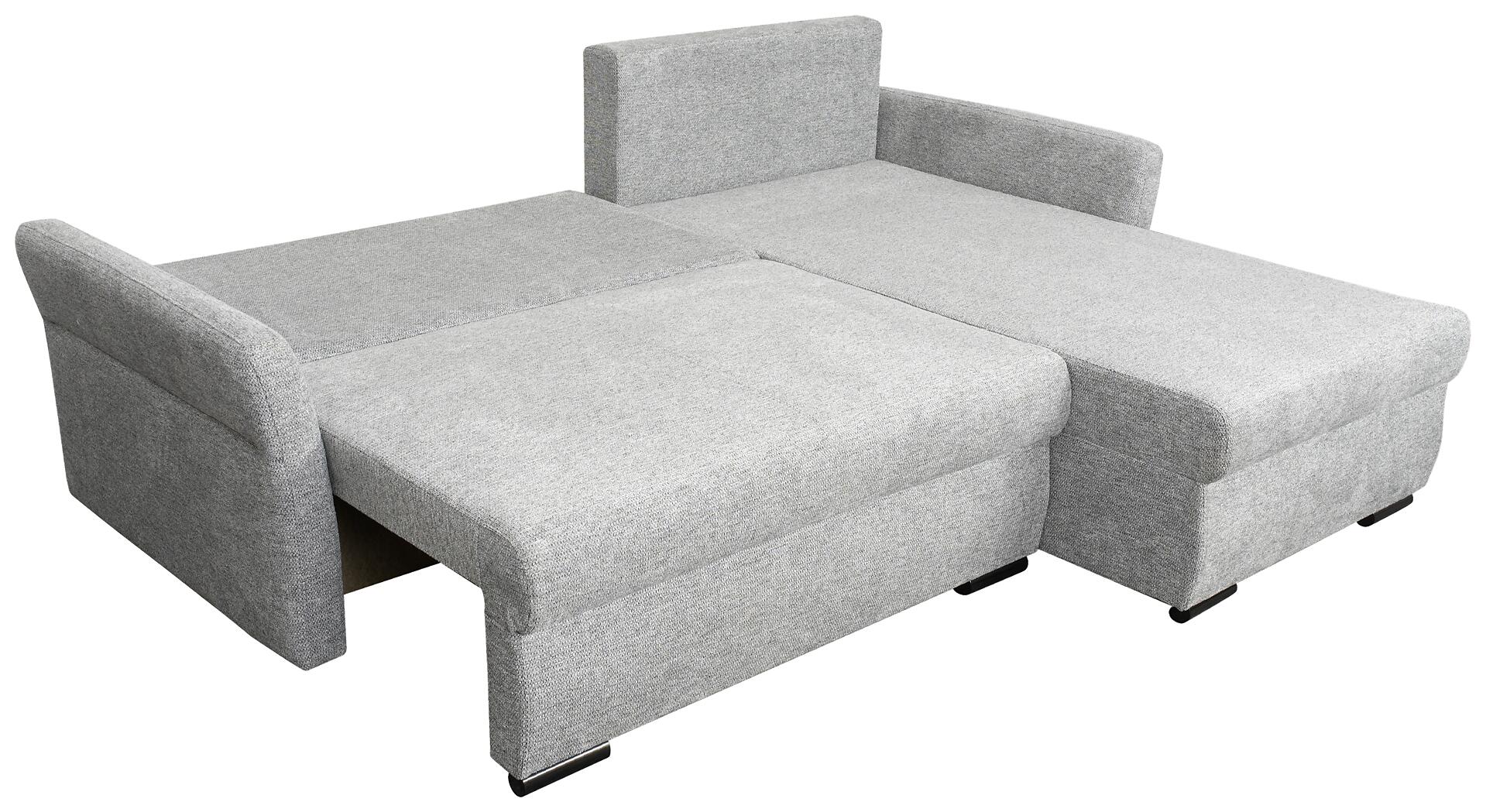 Ecksofa mit Bettfunktion und Bettkasten grau Webstoff B/H/T: ca. 218x90x168 cm