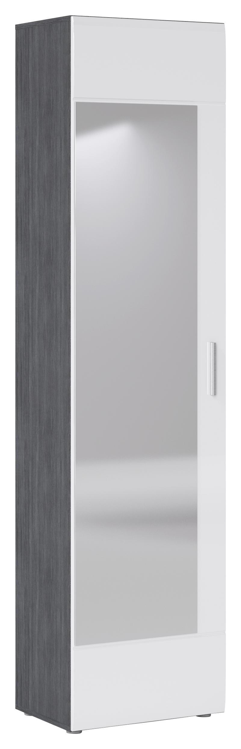 Garderobenschrank Salve Rauchsilber Nachbildung weiß Hochglanz B/H/T: ca. 50x198x35 cm