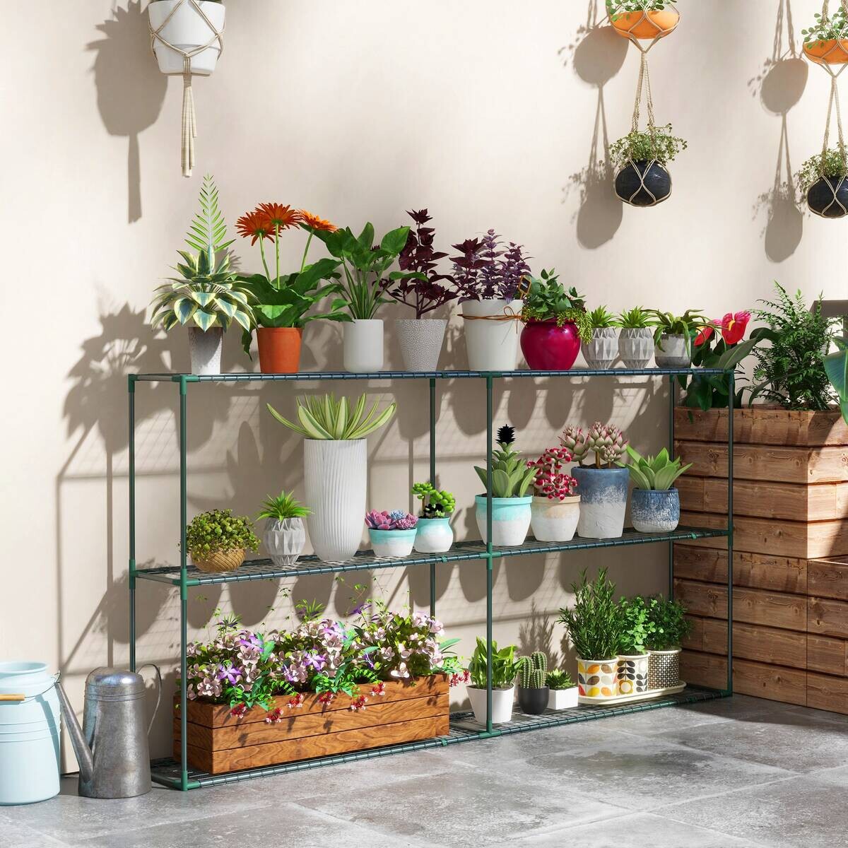 Outsunny Gartenregal dunkelgrün Edelstahl B/H/L: ca. 30x222x114 cm