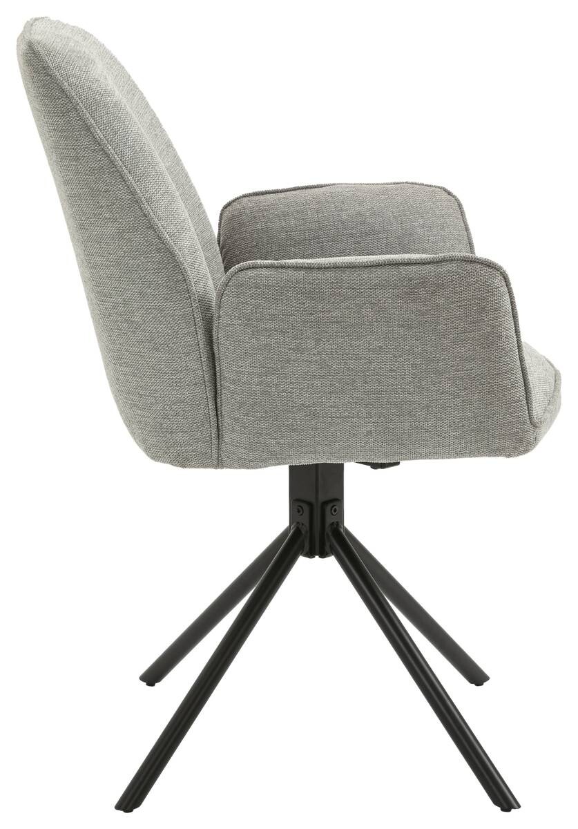 Stuhl BLAIR 2er-Set hellgrau schwarz Webstoff Metall B/H/T: ca. 57x89x61 cm