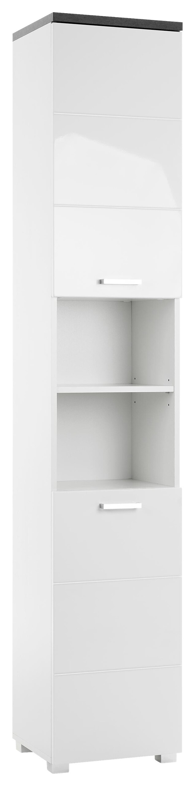 Badhochschrank Praya Dark Concret Nachbildung weiß Hochglanz B/H/T: ca. 36x190x32 cm