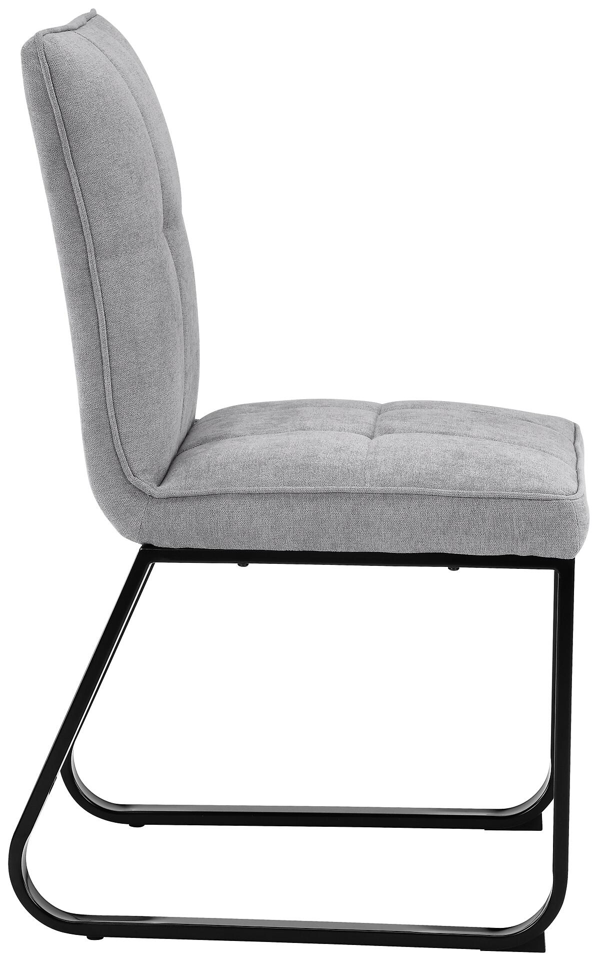 Stuhl TALEA  2er-Set hellgrau schwarz Webstoff Metall B/H/T: ca. 46x86x55 cm