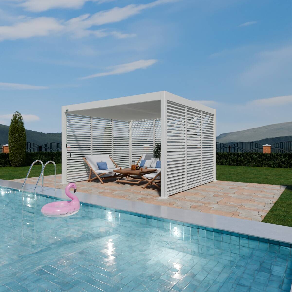 PergoLine Seitenwandpaneel für Trumpf + Superior weiß Aluminium B/H: ca. 123x235 cm