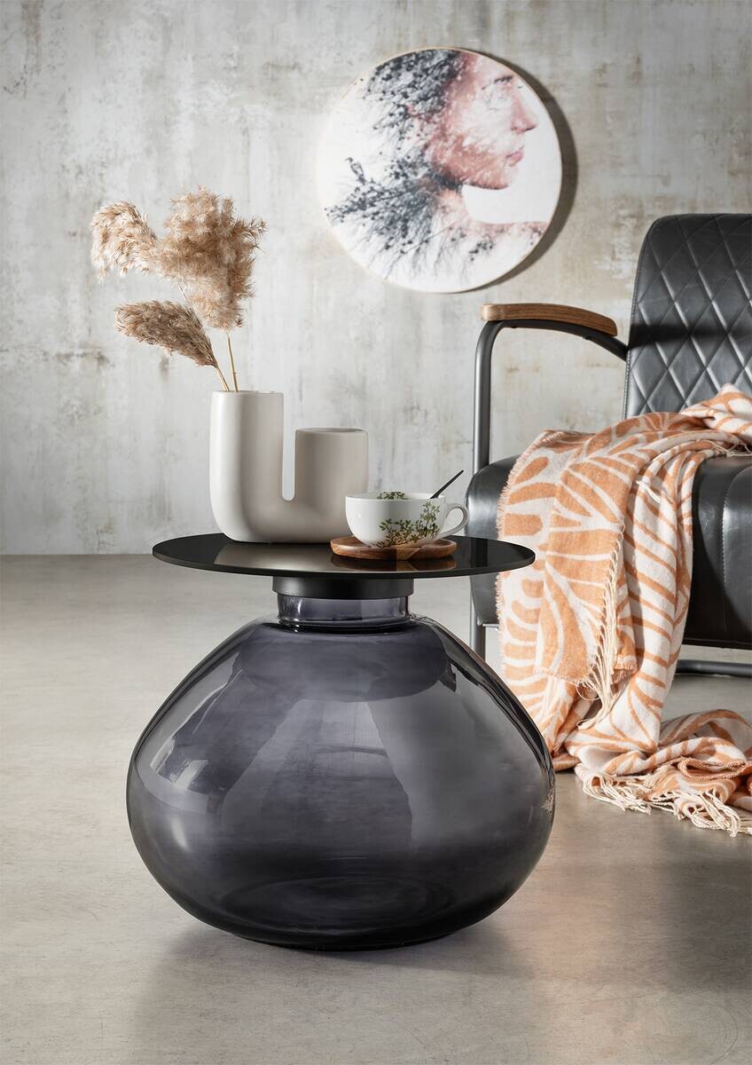 Beistelltisch Anna schwarz Glas H/D: ca. 42x52 cm