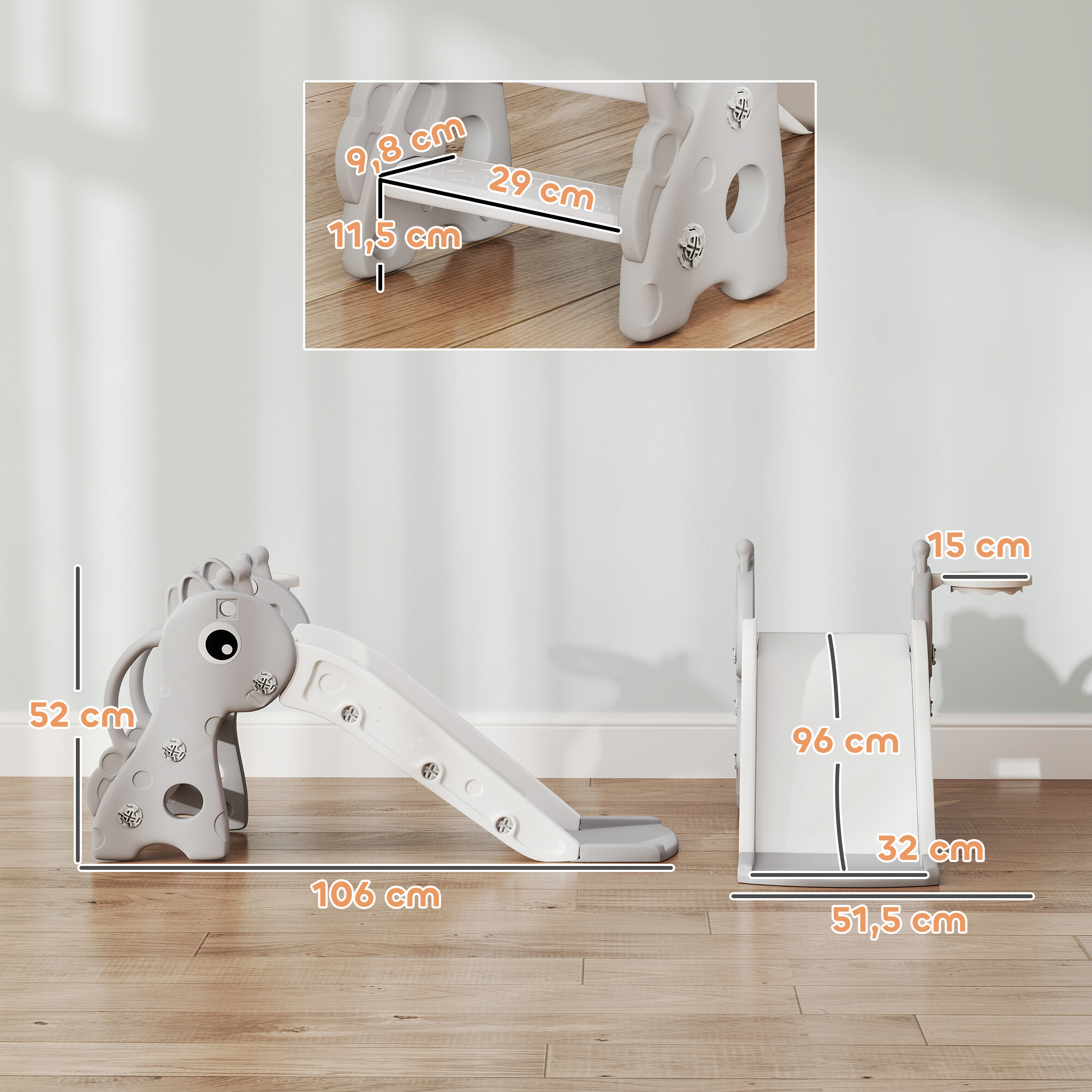 AIYAPLAY Kinderrutsche grau B/H/L: ca. 51,5x52x106 cm